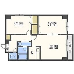 PARCTOUR中の島 2LDKの間取図画像