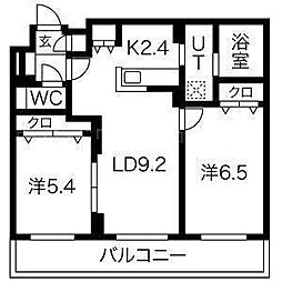 平岸リバーサイド 2LDKの間取図画像