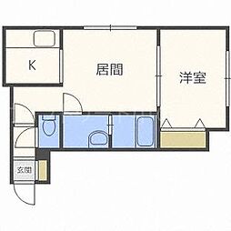 ティンカーベル 1LDKの間取図画像
