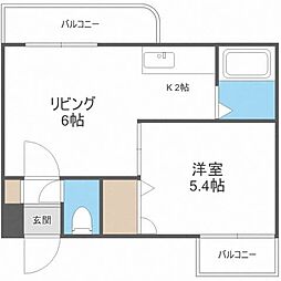 リッチヒルズ弐番館 1LDKの間取図画像