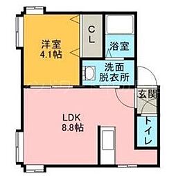 アイビーパレス41 1DKの間取図画像