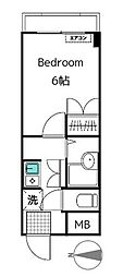 ヴェル・コート粕谷 1Kの間取図画像