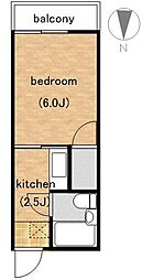 小家山ハイツ 1Kの間取図画像