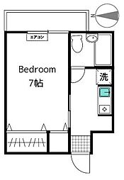 ベルエール調布 1Kの間取図画像