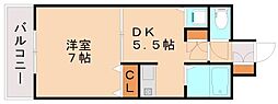 セントフォール柏の森 1DKの間取図画像