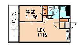 花宅ビル 1LDKの間取図画像