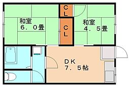 岩野ビル 2DKの間取図画像