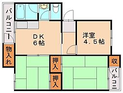 コーポラス城崎 3DKの間取図画像