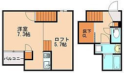 ADC飯塚シュテルンヒンメル 1Kの間取図画像