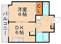 アークパレス1 1DKの間取図画像