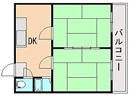 横田ハイツ 2DKの間取図画像
