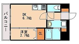 カサグランデ川津 1DKの間取図画像
