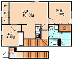 フラン フルール B 2LDKの間取図画像