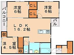 飯塚市椿アパート 3LDKの間取図画像