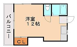 リーベンハイツD ワンルームの間取図画像
