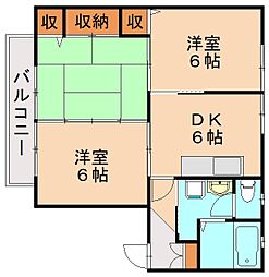クレフィーヌ1 3DKの間取図画像