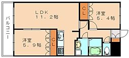 フローラルコート 2LDKの間取図画像