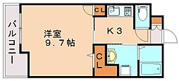エストレイラ飯塚 1Kの間取図画像