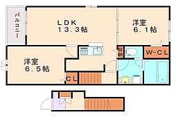ルナハイム こすもす 2LDKの間取図画像