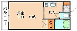ラフォーレハイム 1Kの間取図画像