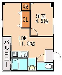 竜王ハイツ 1LDKの間取図画像