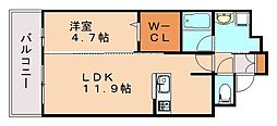 シティコートHANATAKU 1LDKの間取図画像