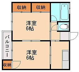 ディアドリーム1 2DKの間取図画像