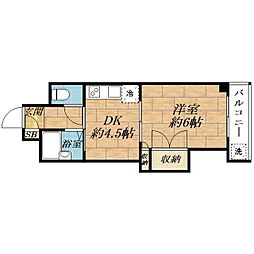 正雀グランドハイツ北 1DKの間取図画像