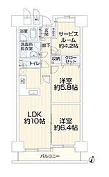 パレス草加・松原 2SLDKの間取図画像
