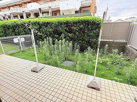 緑豊かな植栽がプライベートな心地よさを演出し、ゆとりある余白が穏やかな日常を育む空間です。
