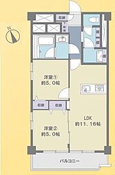 川口サマリヤマンション 2LDKの間取図画像