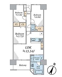 ベルドゥムール川口東 3LDKの間取図画像