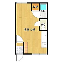 オリス美芳 ワンルームの間取図画像