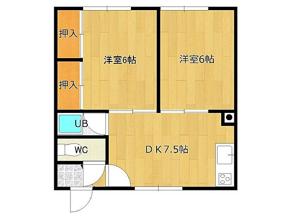 フラワーハイツ 201｜北海道北見市花月町(賃貸アパート2DK・2階・39.69㎡)の写真 その2