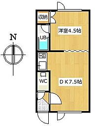 第21日研ハイツ 1DKの間取図画像