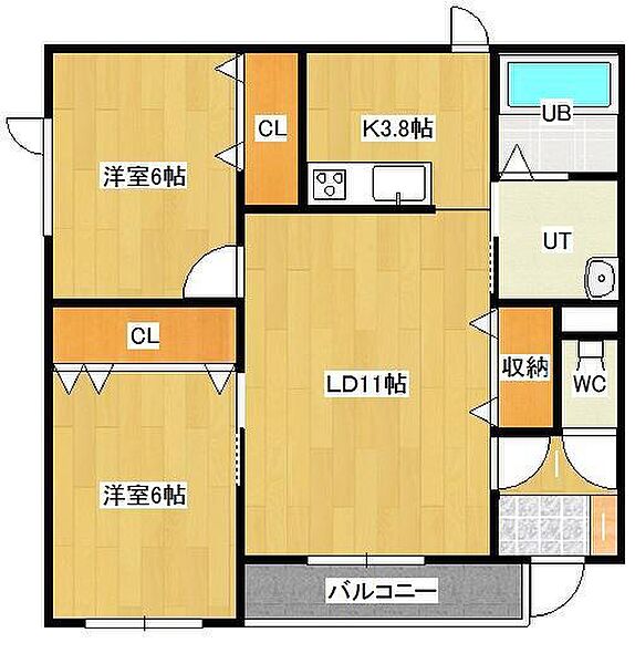 アーバンパレス無加川 201｜北海道北見市無加川町(賃貸アパート2LDK・2階・65.41㎡)の写真 その2