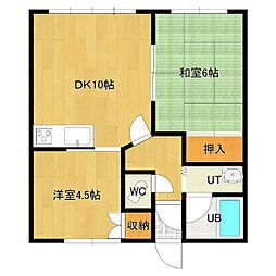 河口マンションA 2DKの間取図画像