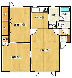 ハイブリッジヒロ 2LDKの間取図画像