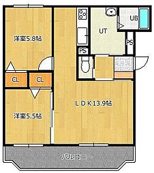 サンクレール常盤 2LDKの間取図画像