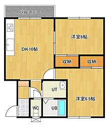 平成ハイツ 2DKの間取図画像
