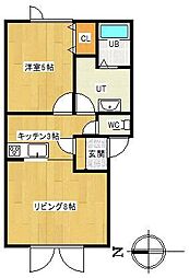 プレンティー・A棟 1LDKの間取図画像
