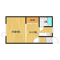 コーポ文京1 1Kの間取図画像
