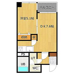 リヴィエ公園町 1DKの間取図画像