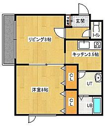 ラピュタルマン 1LDKの間取図画像