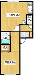 サンクレスト東陵 1DKの間取図画像