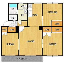 パティオス夕陽ケ丘2 3LDKの間取図画像