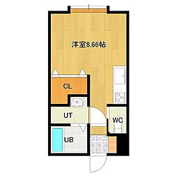東林ハイツA ワンルームの間取図画像