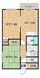 ハイツシャレード 2DKの間取図画像