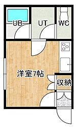 シャングリラ北光 ワンルームの間取図画像