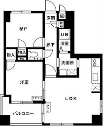 調布パークス 3階2LDKの間取り